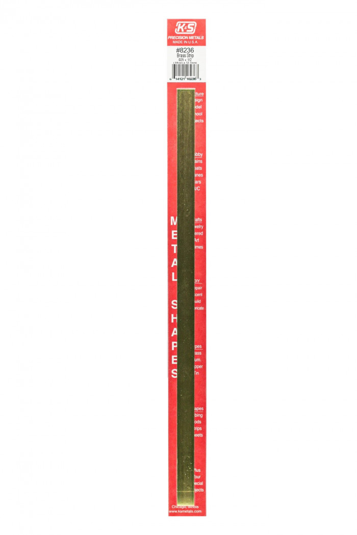 .025 x 1/2 x 12 Inch K &amp; S Brass Strip, 1PC