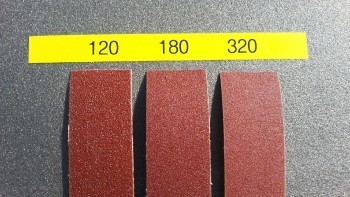 3 Assorted Cloth Backed Aluminum Oxide Sanding Strips 120, 180 and 320 Grit