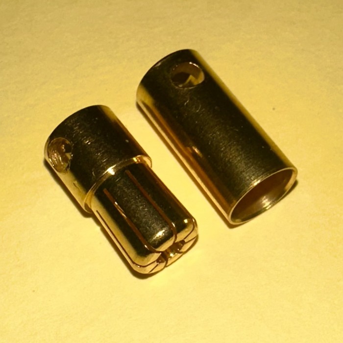 6.5mm Gold Plated Bullet Connector Pin Set, 3-pack