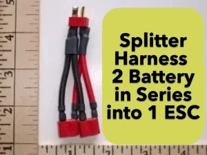 Battery/ESC Harness 2 Battery in Series to 1 ESC w/Genuine Deans Ultra High Temp White, 12-16AWG Plugs