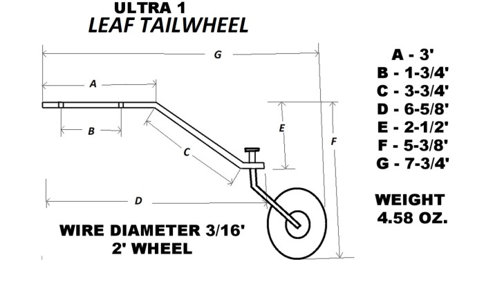 Ohio Superstar Spring Leaf Ultra 1 Tail Wheel Assembly for 50 to 80lb Aircraft
