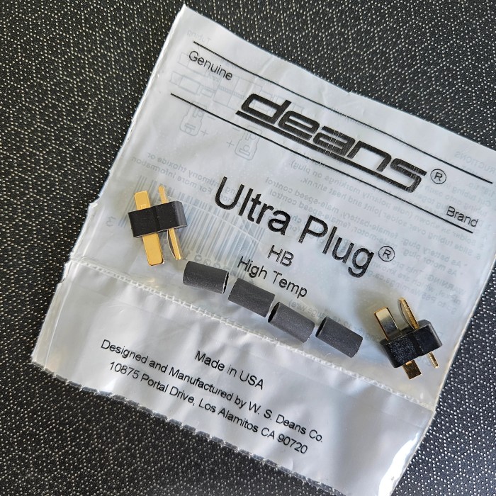 Deans Ultra Plug® Male Set, High Temp, 10-12AWG, 2 Males Only