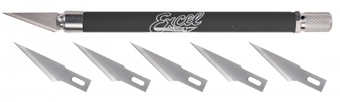 Excel K18 Cushion Grip-On Knife, Black, w/5 extra Blades