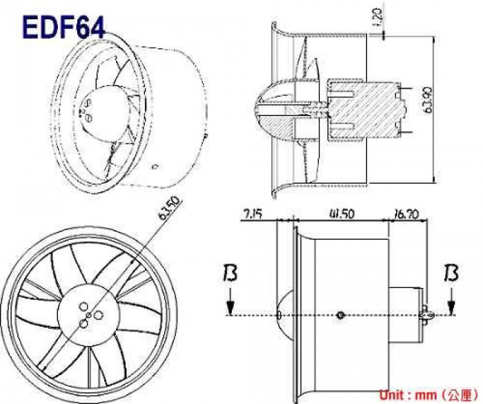 GWS EDF064-150 64mm Outer Case Only - BLACK