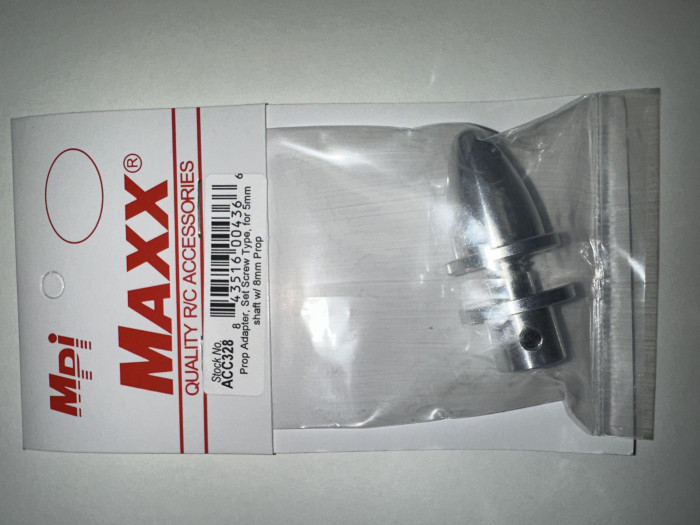 MPI Prop Adapter 5mm Motor Shaft, Set Screw Type, 8mm Prop Shaft Bullet Nut