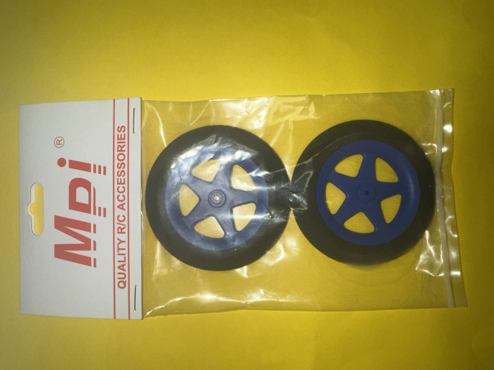 MaxxProductsLiteWeightFoamTireSpokedWheelPair2.50Dia.DarkBlueHub