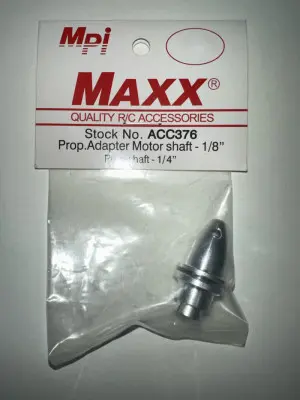 Maxx Prop Adapter 1/8" Motor Shaft, 1/4-28 (6.3mm) Prop Shaft, Bullet Nut, Collet Type Maxx Prop Adapter 1/8" Motor Shaft, 1/4-28 (6.3mm) Prop Shaft, Bullet Nut, Collet Type