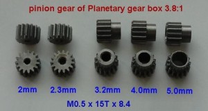 Pinion Gear 15T/4mm I.D. .5M Press On Pinion Planetary Gearbox