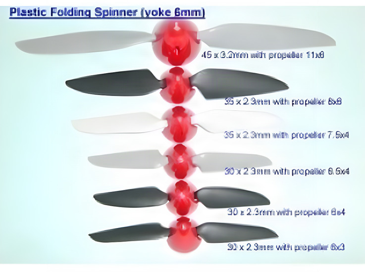 Plastic Spinner with Folding Plastic Prop 30x3.2mm w/6.5x4