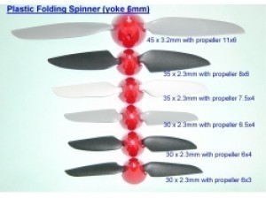 Plastic Spinner with Folding Plastic Prop 35x2.3mm w/8x6 Plastic Spinner with Folding Plastic Prop 35x2.3mm w/8x6