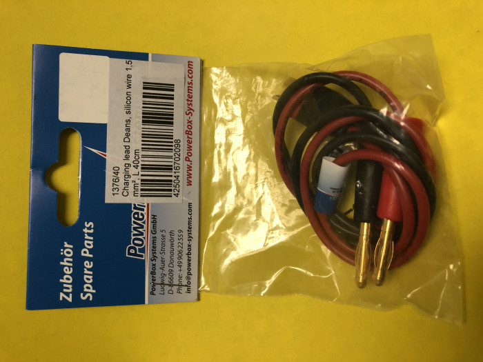 PowerBox Systems Charging Lead Deans, silicone wire 1.5mm, 40cm Long