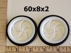 RRC Ultra Light, White, Spoked Foam Wheel/Tire Pair. 60mmx8mmx2mm(shaft)