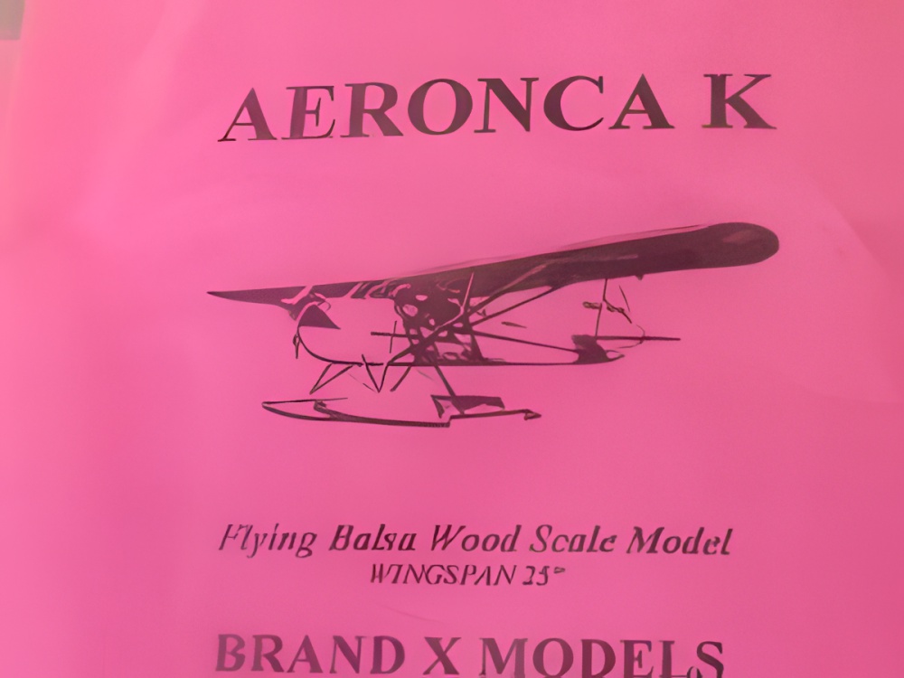 Free Flight Old Time Rubber Aeronca K Seaplane 25" Laser-cut Brand X Models