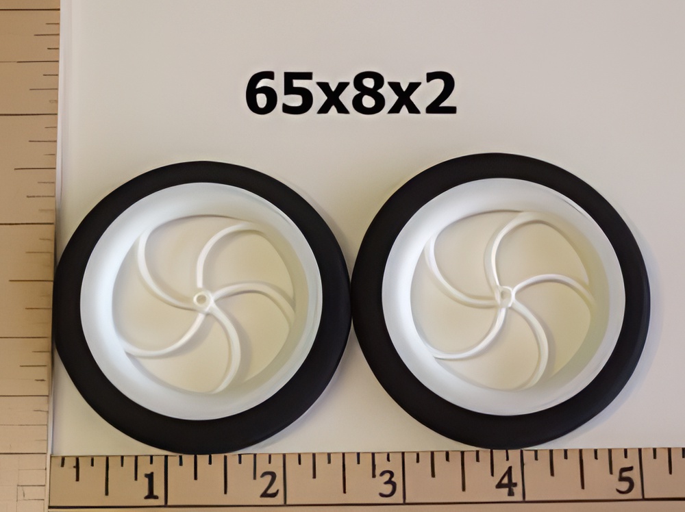 RRC Ultra Light, White, Spoked Foam Wheel/Tire Pair. 65mmx8mmx2mm(shaft)