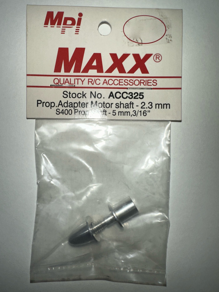 MPI Prop Adapter 2.3mm Motor Shaft, Set Screw Type, 5mm (3/16") Prop Shaft Bullet Nut