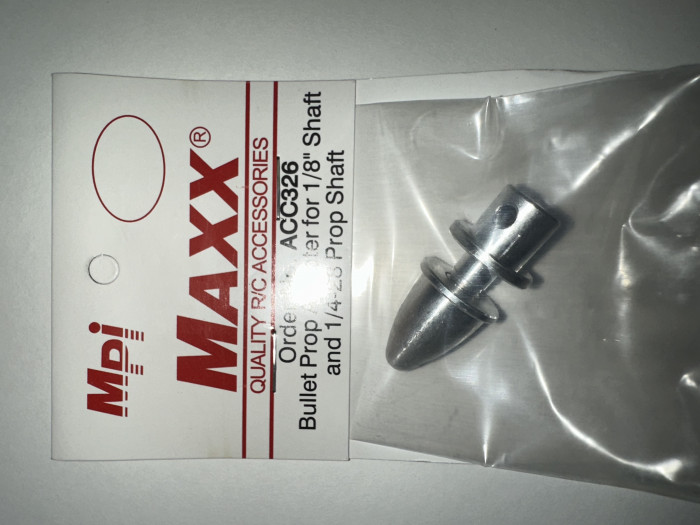 MPI Prop Adapter 3.2mm (1/8 inch) Motor Shaft, Set Screw Type, 1/4-28 Prop Shaft Bullet Nut 