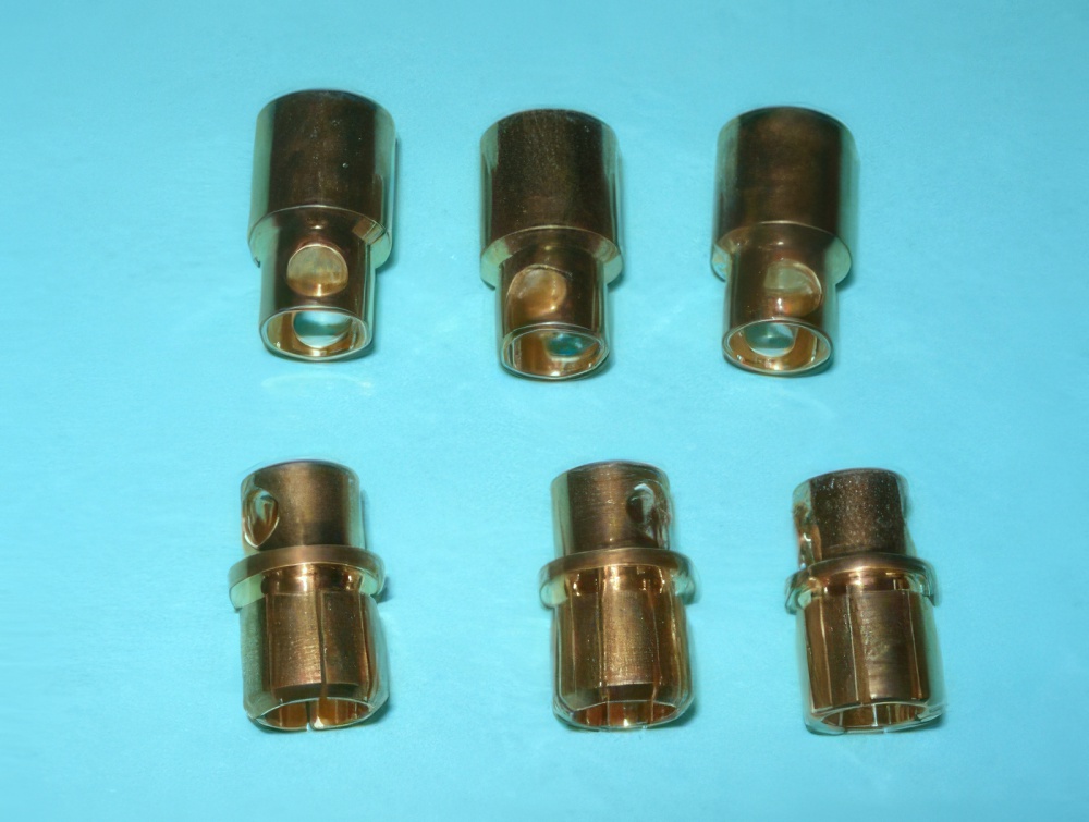 8.0mm Gold Plated Bullet Connector Pin Set, 3-pack