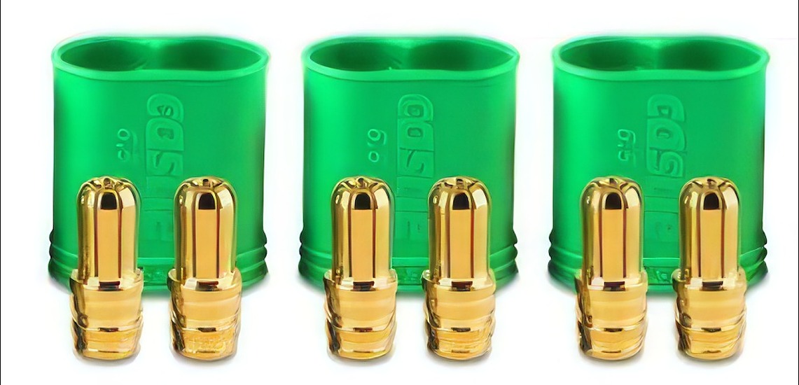 Castle 6.5mm Polarized Bullet Conn Male 3-Pack 200A