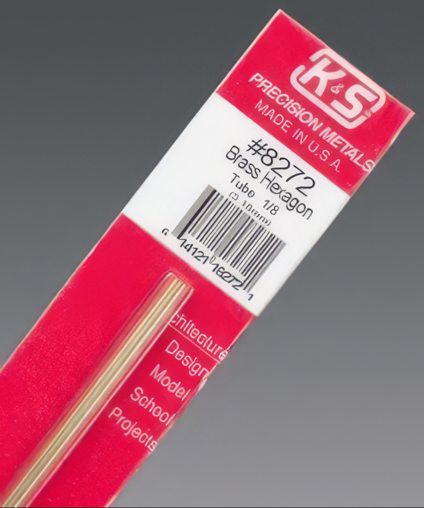 1/8 x 12 inch K & S Brass Hexagon Tubing, 1PC