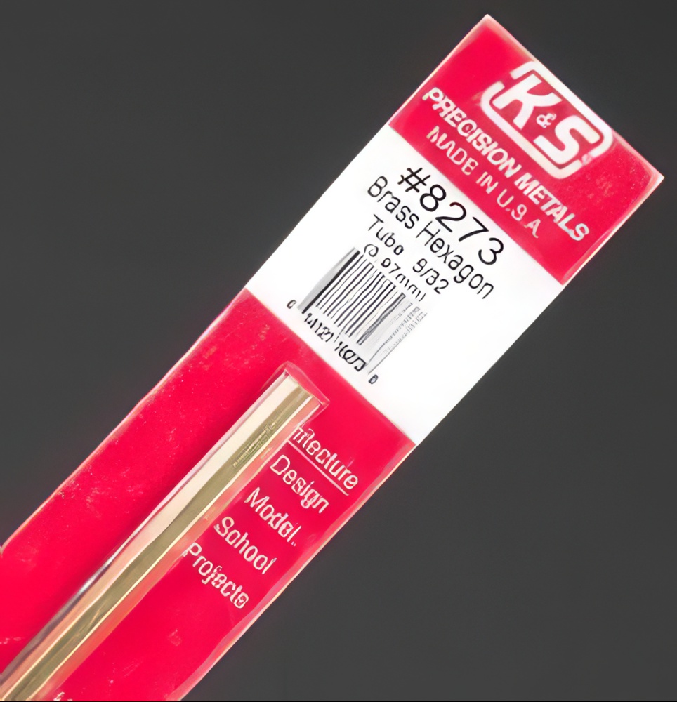 5/32 x 12 inch K & S Brass Hexagon Tubing, 1PC