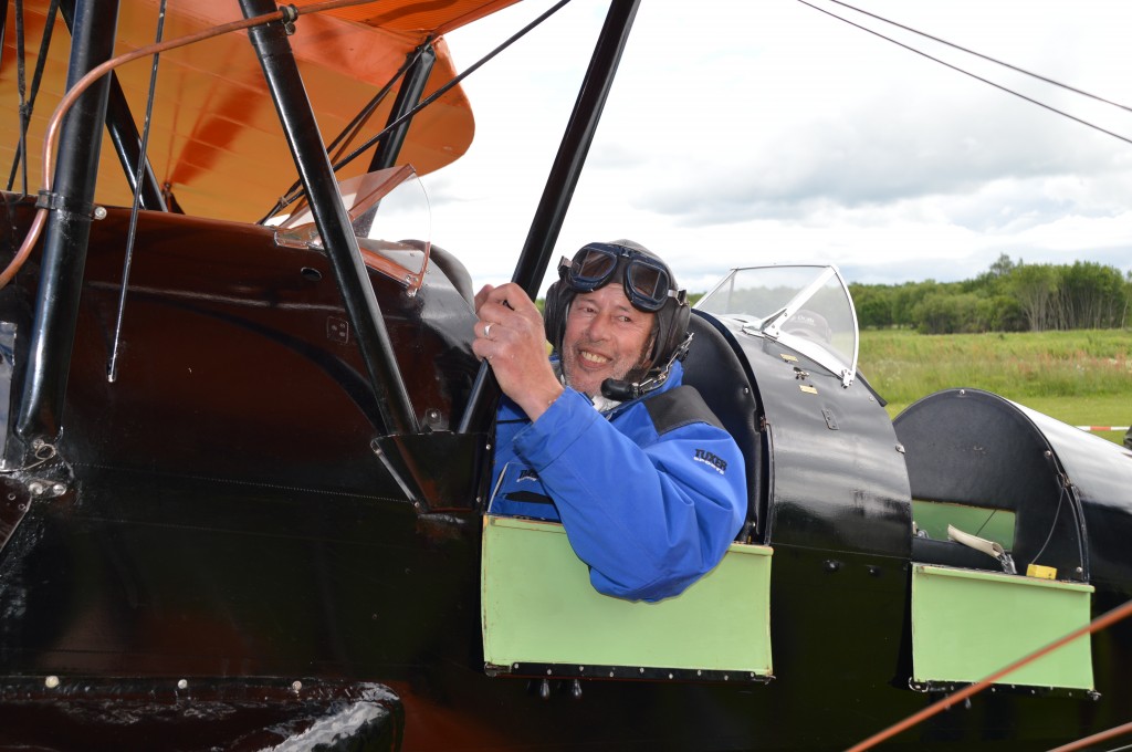 TigerMoth franz frank from sweden sits in tiger moth